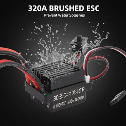 Asixxsix Brushed Motor ESC Combo, 320A ESC 5V 2A BEC 540 Brushed Motor Electric Speed Controller, Forward Backward Speed Control Rc Motor for 1/10 RC Crawler Car (35T) - size: 35T, style: 35T