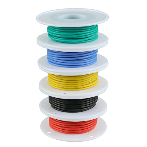 BOJACK 22 AWG Flexible Silicone Wire Electric Wire Hook up Wire Kit 300V Cables with Plus 20 φ3mm Heat Shrink Tubings and a Mini Wire Stripper(5 Colors 19.69Ft Each Color, 22AWG) - size: 22 AWG Silikondraht