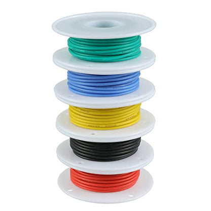 BOJACK 22 AWG Flexible Silicone Wire Electric Wire Hook up Wire Kit 300V Cables with Plus 20 φ3mm Heat Shrink Tubings and a Mini Wire Stripper(5 Colors 19.69Ft Each Color, 22AWG) - size: 22 AWG Silikondraht