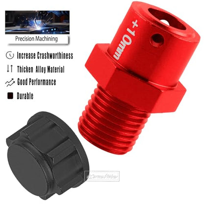 RC 10MM Extended Wheel Hub Drive w/Anti-dust Cap Nuts Upgrades Part for 1/7 BigRock Fireteam Limitless 6S,1/8 Kraton Outcast Notorious Talion 6S,Alloy Aluminium Wheel Hub,Red w/Black - color: Red&black
