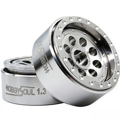 Stainless Steel 1.3 Beadlock Wheels 64g/Rim Fits TRX4M SCX24 | 4-Pack, adjustable offset 304 stainless steel silver rims & 7mm hex hub, upgrade parts for 1/18 & 1/24 micro RC crawler - color: Silver
