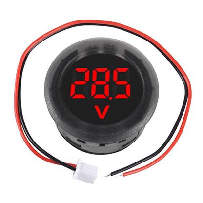 5PCS DC 4-100V LED Digital Display Circular Two-Wire Voltmeter DC Digital Voltmeter Head Display Reverse Connection Protection - color: Red