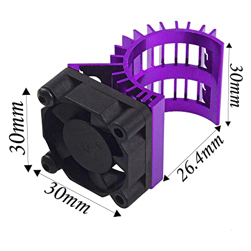 ShareGoo Aluminum 380 390 Motor Heatsink with Cooling Fan Electric Engine Heat Sink Compatible with HSP HPI Wltoys Himoto Redcat 1/16 1/18 RC Car (Purple) - style: Purple