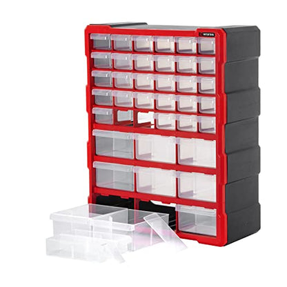 Small Parts Organizer for Hardware & Screws | 39 Removable Bins with Dividers | Wall Mount or Desktop Craft & Lego Storage Cabinet | 19” x 15” x 6” BX08-4013 - style: 39 Drawers