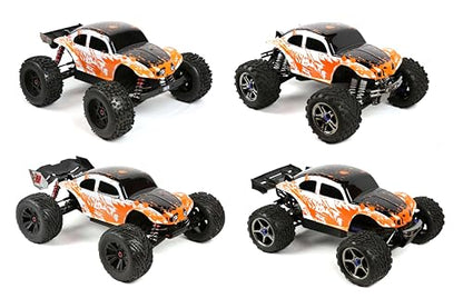 SummitLink Custom Body Compatible for 1/10 1/8 Scale RC Car or Truck (Truck not Included) (Muddy Orange Over White/Black) - style: Muddy Orange Over White/Black
