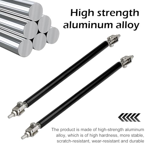 2 PCS Front Bumper Lip Strut Rod, Adjustable 7.87"-10.83" Stainless Steel Bumper Lip Splitter Diffuser Strut Rod, Automotive Reinforcement Tie Bar, Universal for Most Cars (Black) - color: Black
