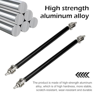2 PCS Front Bumper Lip Strut Rod, Adjustable 7.87"-10.83" Stainless Steel Bumper Lip Splitter Diffuser Strut Rod, Automotive Reinforcement Tie Bar, Universal for Most Cars (Black) - color: Black