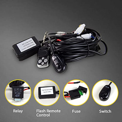 Willpower 50 inch Curved LED Light Bar with Remote Controller Wiring Harness,648W Triple Row Spot Flood Combo Beam,Strobe Flash Work Light Driving Lights,Waterproof Remote Controller On/Off Switch - size: 50 inch+ Remote wiring kit
