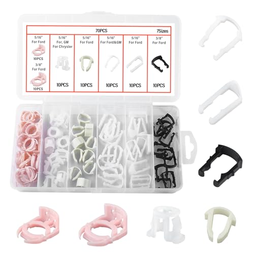 70PCS Fuel Line Clips Replacement Kit,7 Size Includes 5/16" & 3/8" Fuel Line Clamps OEM# 22717568/93740718,Brake Hose Clip Set as Car Accessories Compatible with Ford/Chrysler/GM