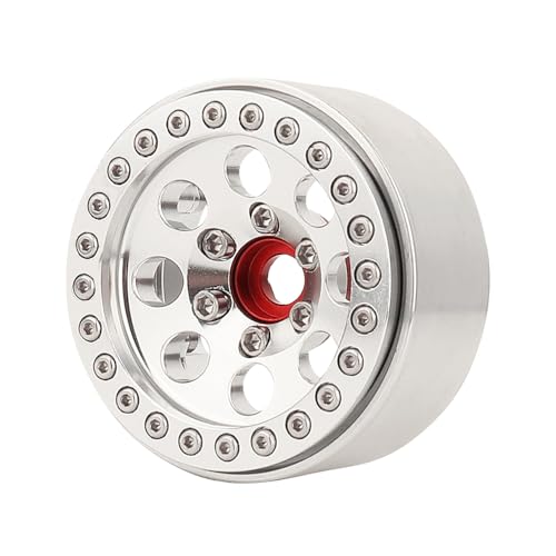 4PCS 1.9 Inch Beadlock Wheel Hub Rim Rims Aluminum Alloy for 1/10 TRX4 TRX6 Axial SCX10 D90 SCX10 II III AXI03007 GRT EX86190 RC Crawler Upgrade (D) - color: Silver