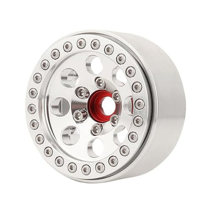 4PCS 1.9 Inch Beadlock Wheel Hub Rim Rims Aluminum Alloy for 1/10 TRX4 TRX6 Axial SCX10 D90 SCX10 II III AXI03007 GRT EX86190 RC Crawler Upgrade (D) - color: Silver