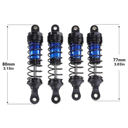 4PCs Upgraded Shock Absorbers Front ＆ Rear Hydraulic Shock Absorbers for MJX Hyper Go SCY Wltoys H16BM H14BM 14301 14302 14303 1/12 1/14 1/16 RC Car Upgrade Parts (77mm 80mm Dark Blue) - color: 77mm 80mm Dark Blue