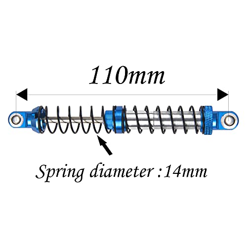 4Pcs ShareGoo Adjustable Metal Shock Absorber 70/80/90/100/110/120mm Damper Compatible with Traxxas TRX4 TRX6 G63 Axial SCX10 D90 90046 AXI03007 1/10 RC Rock Crawler (110mm Hole Distance)
