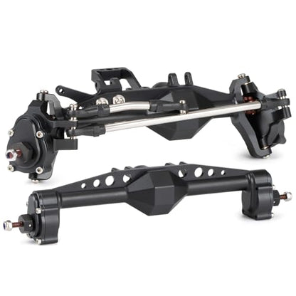 Aluminum CP43 Offset Portal Axles with BTA Servo Mount, Front Rear Black | With S2 Steel Shaft, 7.19:1 Gear Ratio, 195mm Pin to Pin Width, Fits 1/10 Comp Rigs H10 Capra SCX10 III - color: Black Set