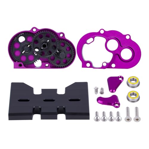 Aluminum Lightweight Gearbox OD-3 Overdrive Transmission for 1/10 RC Crawler Car Axial SCX10 II VS4-10 LCG Chassis Straight Axle (Purple) - color: Purple