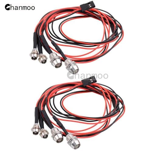 2Pack 4Leds RC Car LED Lights White Headlights Red Taillight Kit Accessories for RC Buggy Truck Tank Crawler Car SCX10 SCX24 TRX4 TRX6 Slash Rustler Redcat 4WD Traxxas HSP Tamiya Redcat