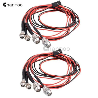 2Pack 4Leds RC Car LED Lights White Headlights Red Taillight Kit Accessories for RC Buggy Truck Tank Crawler Car SCX10 SCX24 TRX4 TRX6 Slash Rustler Redcat 4WD Traxxas HSP Tamiya Redcat