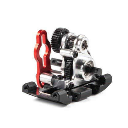 Ultralight Aluminum NOD-24 Transmission for SCX24 AX24 Custom Build, 1/24 RC Crawler Competition Gearbox, Low CG Motor Mount, 2.68:1 Ratio (Silver Without Upper Link mounts)