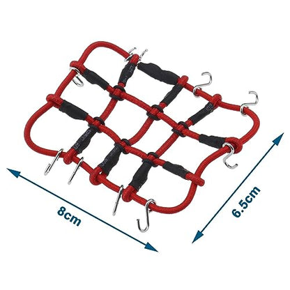 SING F LTD Remote Control Car Roof Cargo Net Compatible with Axial Gladiator Bronco 1/24 RC Crawler Elastic Car Accessories with Hooks 6.5 * 8CM, Red - color: Red