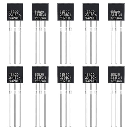 DS18B20 Temperature Sensor Digital Thermometer -55°C to 125°C (Pack of 10pcs) - style: DS18B20