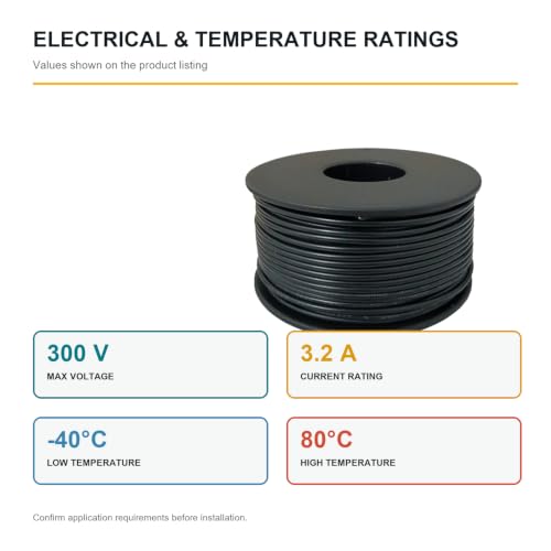 TUOFENG 22 AWG Solid Core Wire 100 ft, Black PVC Hook-Up Wire, 300V - size: 22 AWG solid wire black 100ft
