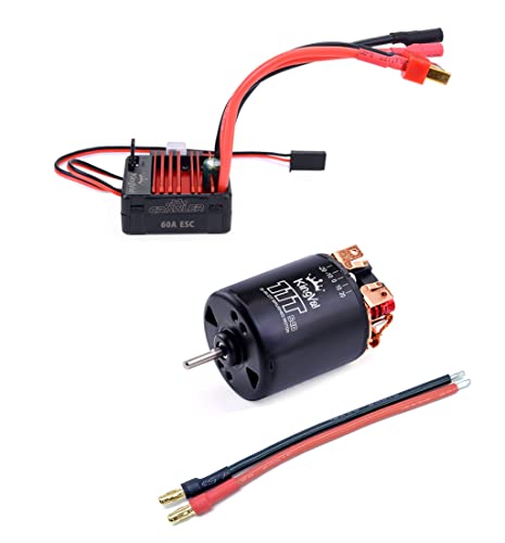 KingVal Replacement 5-Slot Rotor 540 11T Brushed Motor Shaft 3.175mm with 60A Brushed ESC Compatible with 1/10 RC Crawler Car - size: 11T+60A