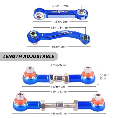 Hobbypark Metal Turnbuckle Aluminum Camber Links Toe Links with Rod Ends Steering Linkage Set for Traxxas 1/18 LaTrax Teton Upgrades Desert Prerunner, Replace 7636 (Navy Blue) - color: Navy Blue