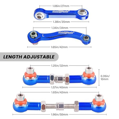 Hobbypark Metal Turnbuckle Aluminum Camber Links Toe Links with Rod Ends Steering Linkage Set for Traxxas 1/18 LaTrax Teton Upgrades Desert Prerunner, Replace 7636 (Navy Blue) - color: Navy Blue