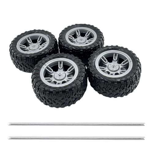 4PCS Toy Car Wheel 60mm Model Car Rubber Tire Wheel with Metal Shaft Axles for RC Car Truck DIY Model Toy Building Project (3x60mm) - style: 3x60mm