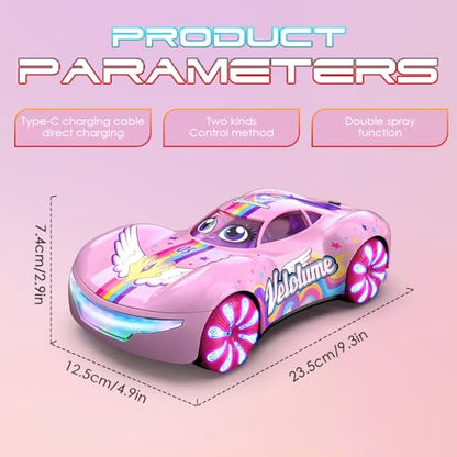Pink Remote Control Car – 360° Rotation, Left/Right Side Crawl, Dual Mist Spray, LED Light Show, Auto Play Mode Remote Control Vehicle, RC Cars for Girls Toys for Ages 8-13 Kids, Boys Birthday Gift - color: Pink