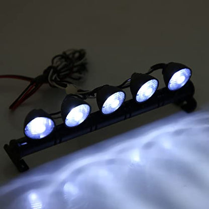 Pilipane 5 pcs LED RC Car Lights, RC Car Light Bar Kit, 1/10 Scale RC Crawler Car Roof Light Bar Spotlights Fit for for RC Crawler Car Truck Accessories