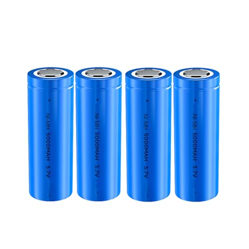 3.7V 5000mAh Rechargeable Battery Flat Top NI-MH 26 * 65mm Battery for Headlamp,LED Flashlight,Mini Fans,RC Cars,etc.(4Pack,1.02 * 2.56Inch)