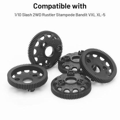 daitoku 48P 76T Spur Gear Transmission Gears 5Pcs for 1/10 Slash 2WD Rustler Stampede Bandit VXL XL-5 - size: 48P 76T