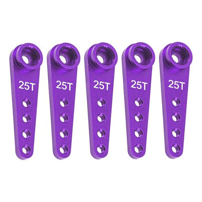 5Pcs ShareGoo 25T Servo Horn 37mm Metal 25 Teeth Extension Steering Arm Server Compatible with Futaba Savox Power HD HSP MG995 MG996 Servos for RC Car Truck (Purple) - color: Purple