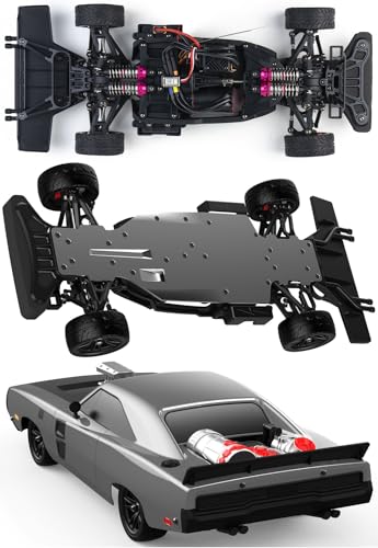 RC Drift Car 1/10 70KM/H Hobby Grade Racing Car Brushless 2.4G Full Proportional Retro Flat On-Road Racing LED Searchlight RC Vehicle 4WD ESC Metal Chassis ESP Gyro Truck for Adult (Silver) - color: Silver