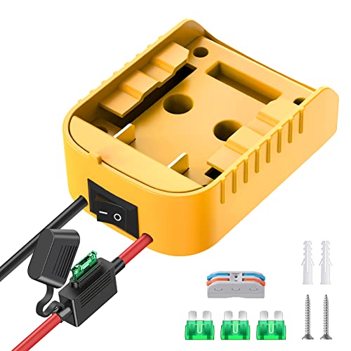 Power Wheels Adapter for Dewalt 20V Battery Adapter Power Wheels Battery Conversion Kit with Switch, Fuse & Wire Terminals, 12AWG Wire, Power Connector for DIY Ride On Truck, RC Car Toys and Robotics - size: 1 Pack