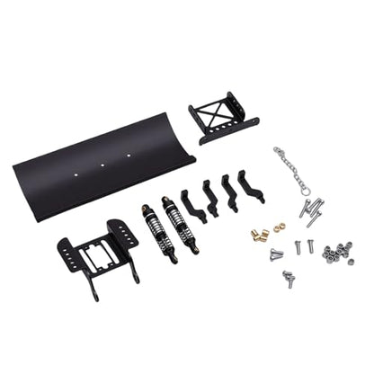 Zunate 1/18 Scale RC Metal Snow Plow Replacement for Crawler, Alloy Front Shovel with Shock Absorption for Winter Scenes & Obstacle Clearing (Black) - color: Black