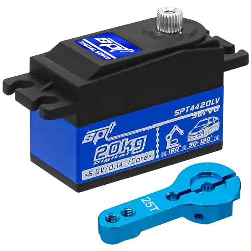 20kg Low Profile Servo RC Digital Servo High Torque Full Metal Gear with 25T Metal Servo Horn for 1/10 RC Car Tamiya Kyosho On-Road Touring Drift Car/Robot/Boat - size: 20KG Low Profile Servo&25T Servo Horn