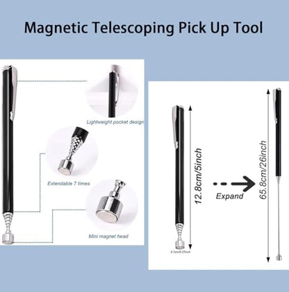 Collapsible Magnetic Parts Tray Set & Flexible Magnetic Bolt Tray, 3 Different Size Magnetic Screw Holder & Pick-Up Sweeper for Screw, Bolts, Nuts, and Other Metal Parts