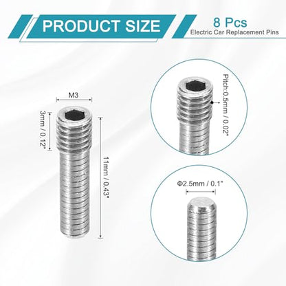 MECCANIXITY 8 Pack Driveshaft Screw Pins, M3x11x3mm Universal Stainless Steel Drive Shaft Screw Pins, RC Car Repair Parts for Electric Car/Truck Replacement - size: M3x11x3mm