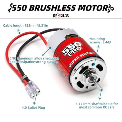 Brushed Power Combo 550 10T Motor 60/320A ESC BEC 6V/2A Splash-Proof for 1/10 RC Car Truck Buggy Short Course Slash ARRMA Granite Senton Axial Redcat HSP HPI Wltoys Kyosho,High-Speed Car
