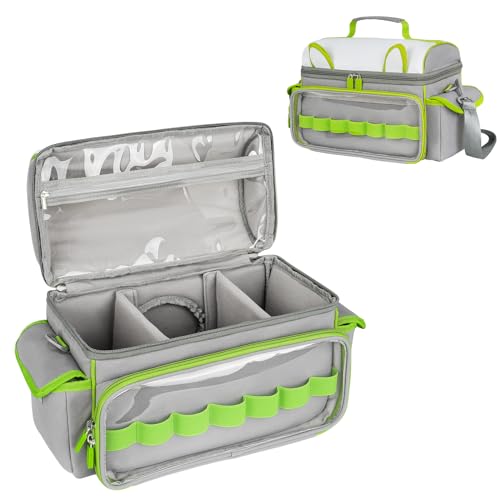 Carrying Case Compatible with Toniebox 2 & 1 Starter Set & Tonies Figures | Cute Storage Bag Fits for Tonies Characters,Headphones&Accessories, Travel Case with Clear Pocket&Speaker Window,Gray&Green - color: Grey&Green