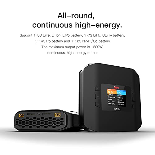 ISDT K4 Lipo Battery Balance Charger Discharger 1-8S AC 400W DC 600Wx2 Smart Charger for Life, Lilon, LiPo, LiHv/Pb/NiMH Battery Balance Charger