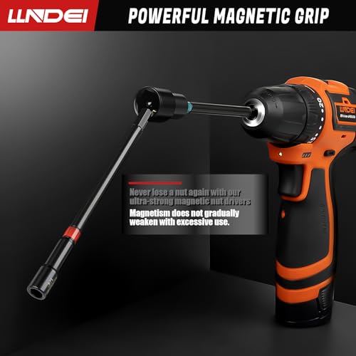21-Piece Magnetic Nut Driver Set - SAE (1/4" to 9/16") & Metric (5mm to 15mm) Nut Driver Set with Non-Slip Grip Handle - Upgrade Cr-V Magnetic Socket set for Secure Fastening in Tight Spaces - size: 21pcs Nut Driver Set with Storage box