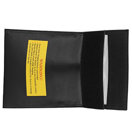 Fireproof Lipo Battery Bag, Flame Retardant Storage Pouch, Charging Container with Radiation Heat Resistant, Ideal for Various Aircraft Batteries, 18x23cm (Black) - size: Black
