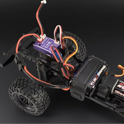 25A Waterproof Brushed ESC for 1/24 1/18 RC Crawler SCX24 AX24 TRX4M | RC Crawler Upgrade Part 2-3S LiPo Mini RC ESC Electronic Speed Controller(Purple) - color: Purple