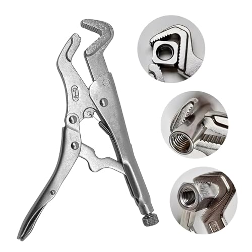 9-Inch Parrot Nose Vise Grip Plier for Sway Bar Link Removal, Curved Jaw | Adjustable locking jaw vise grips with non-slip 3-sided file-cut surface, for heavy duty automotive, welding & pipe repair