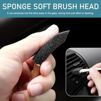 10 PCS Car A/C Vent Cleaning Brushes, 5.51" x 0.98" Sponge Duster with Handle, Scratch-Resistant Car Cleaning Brush, Universal Exterior and Interior Detail Cleaning Tool for Cars (Black)