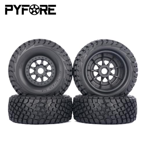 1/7 Mojave Desert Short Course Truck Tires Wheel Compatible with TRAXXAS UDR Off-Road Buggy Tire 17MM Adapter Wearable FS 336184 RC Model Car (Black) - color: Black
