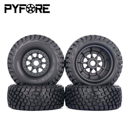 1/7 Mojave Desert Short Course Truck Tires Wheel Compatible with TRAXXAS UDR Off-Road Buggy Tire 17MM Adapter Wearable FS 336184 RC Model Car (Black) - color: Black